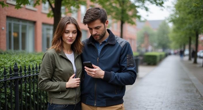 Ein Paar steht nahe einem Zaun im Stadtpark und wollen Erotische Kontakte und Sex-Dating in Niederösterreich.