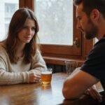 Ein Paar teilt einen intimen Moment an einer Bar in Eisenstadt