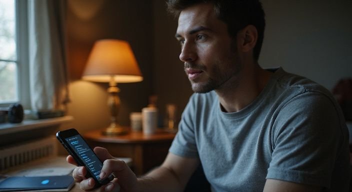 Eine Person betrachtet aufmerksam eine Anzeige für sexkontakte in Österreich auf ihrem Smartphone.