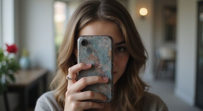 Das Bild zeigt eine Person mit einem Smartphone in der Hand.